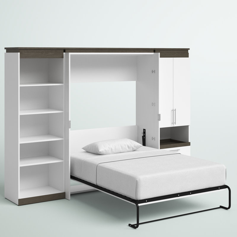 Lit escamotable double avec rangement Camalla, Blanc
