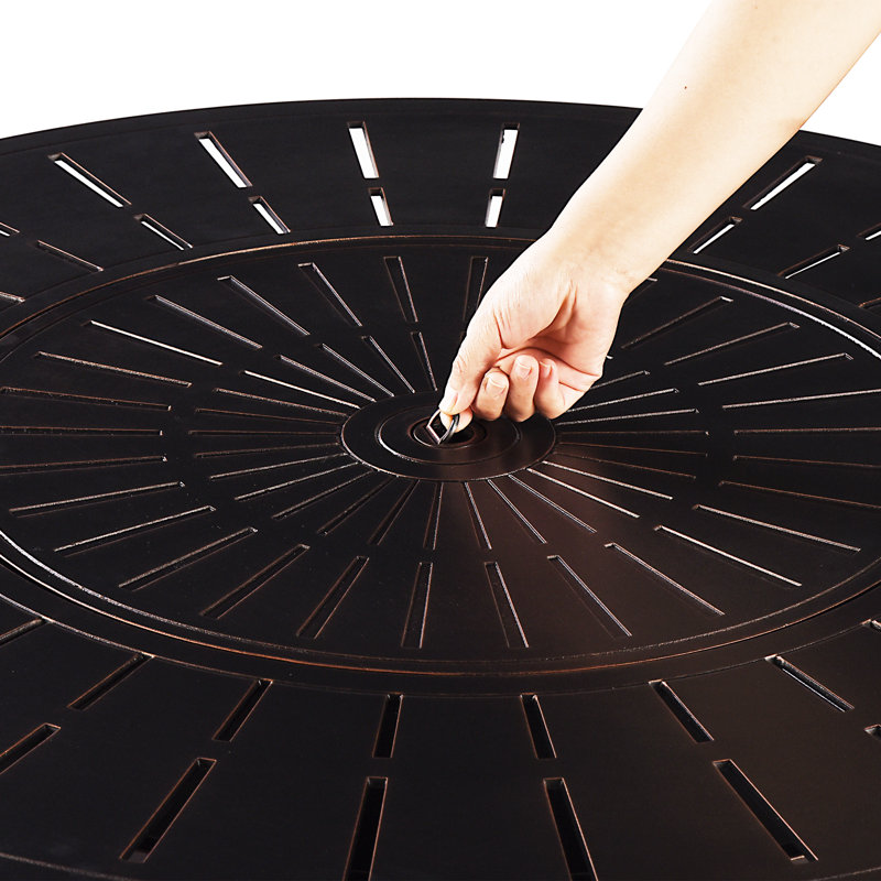 Mortola Round Aluminum Propane Smokeless Fire Pit Table with Hidden Fuel Tank, Antique Copper