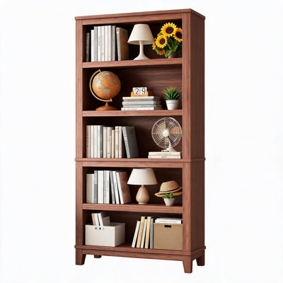Bibliothèque de campagne de 71 po de hauteur avec tablettes réglables, bibliothèque en bois à 5 niveaux, étagère de rangement moderne et robuste, vitrine de rangement pour salon, bureau à domicile, chambre à coucher