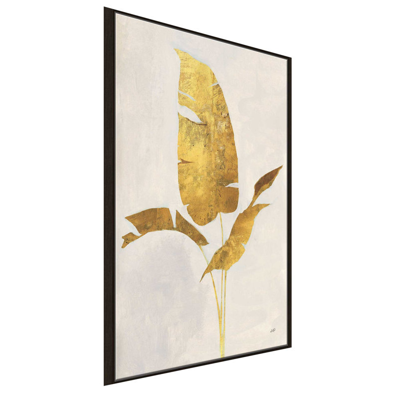 Palmier doré II - peinture, L 39,5 po x H 63,5 po, Cadre noir