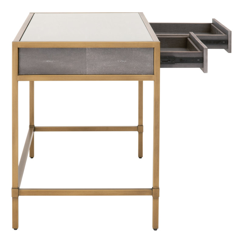Mercato Metal Base Writing Desk, Gray/Gold