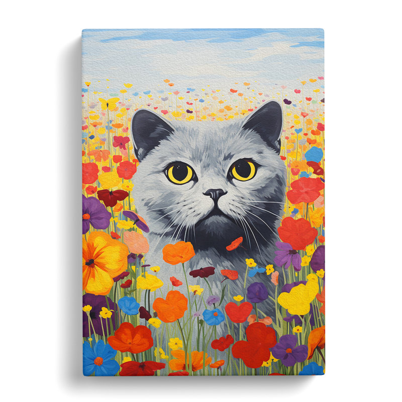 Cat Colour Field No.2 - Wrapped Canvas, 50cm H x 35cm W x 3cm D