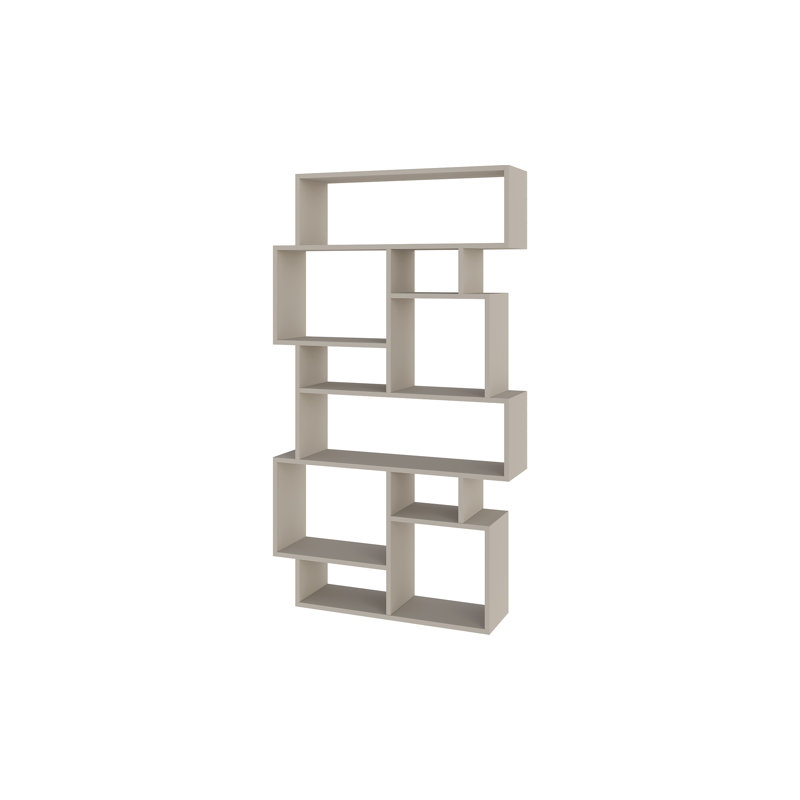 Sandra Bookcase | Asymmetric Freestanding Bookcase with 10 Compartments, Sandstone