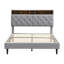 Queen-Size Upholstered Platform Bed Frame With A Modern Button-Tufted Linen Fabric Headboard,USB Ports,Convenient Charging Station,Two Side-Mounted Pockets,Not Require A Box Spring,Light Grey-1757679629-1757679859