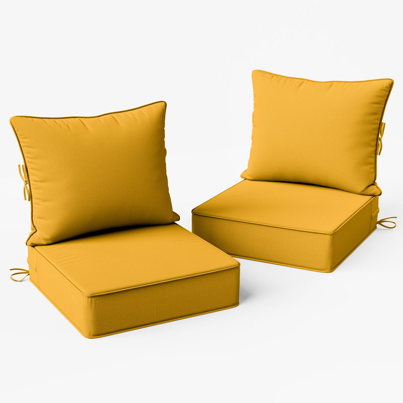 24"W X 24"D Outdoor Deep Seating Cushions 6.5” Indoor/Outdoor Seat And Back Cushion, Cushions Only, Yellow