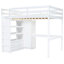 Lit mezzanine double pleine grandeur avec garde-robe, bureau et tiroirs intégrés pour améliorer le système de rangement de la chambre à coucher-130155969