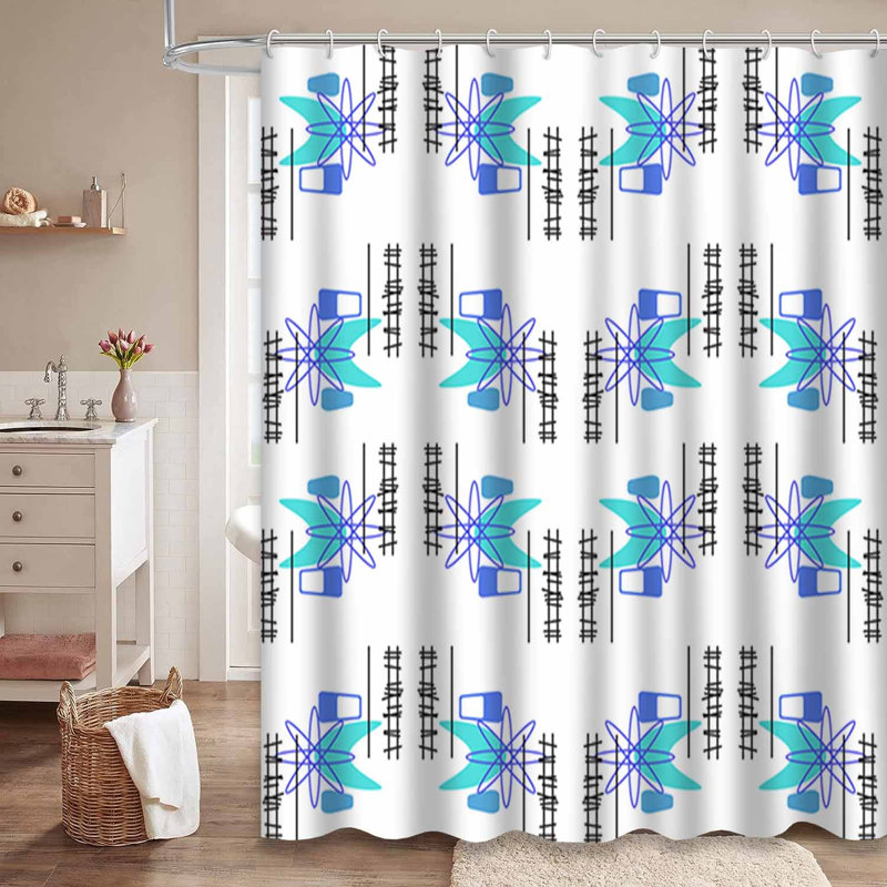 Rideau de douche imperméable rétro moderne Mid-Century avec 12 crochets, L 72 po x l 72 po