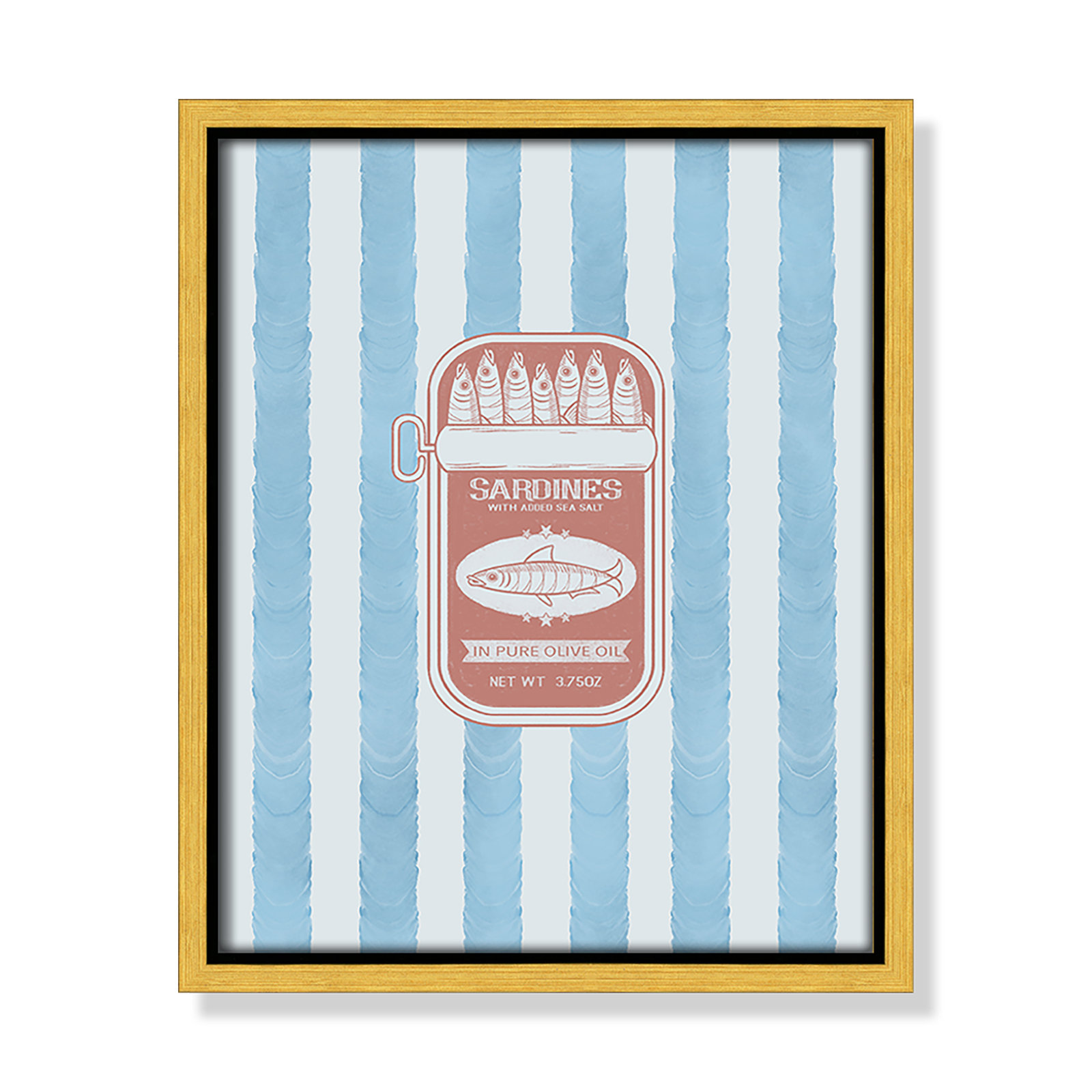 Salty Sardines Print by Marcus Prime, 9.5'' W x 11.5'' H, Gold Floater