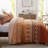 3-Piece King Size Quilt Set - Lightweight Microfiber Bedspread & 2 Pillow Shams, Burnt Orange Rust Aztec Boho Pattern, Oversized 98x106 Inches, All-Season Bed Cover-122570582-122570585