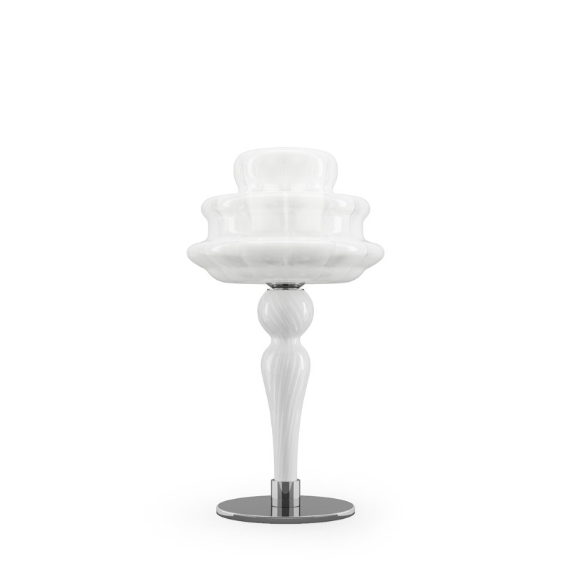 Novecento Table Lamp White Striped Glossy Chrome E12 Ul, White Striped