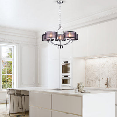 Catia 5 - Light Fabric Dimmable Drum Chandelier