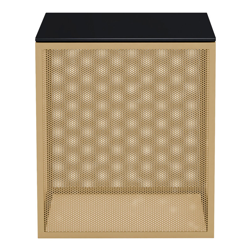 Glass Top End Table, Gold/Black