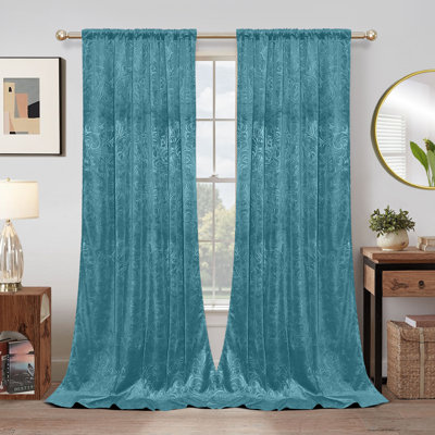 Rideaux occultant luxueux en velours à motif floral damassé et isolant thermique