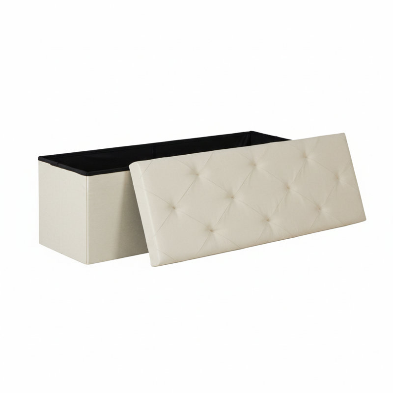 Repose-pieds standard capitonné de 43 po de largeur avec rangement, Beige