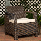 Patio Sense Bondi Deluxe Armchair, Outdoor Seating Wicker, Low Maintenance, Khaki Cushion Included - Mocha