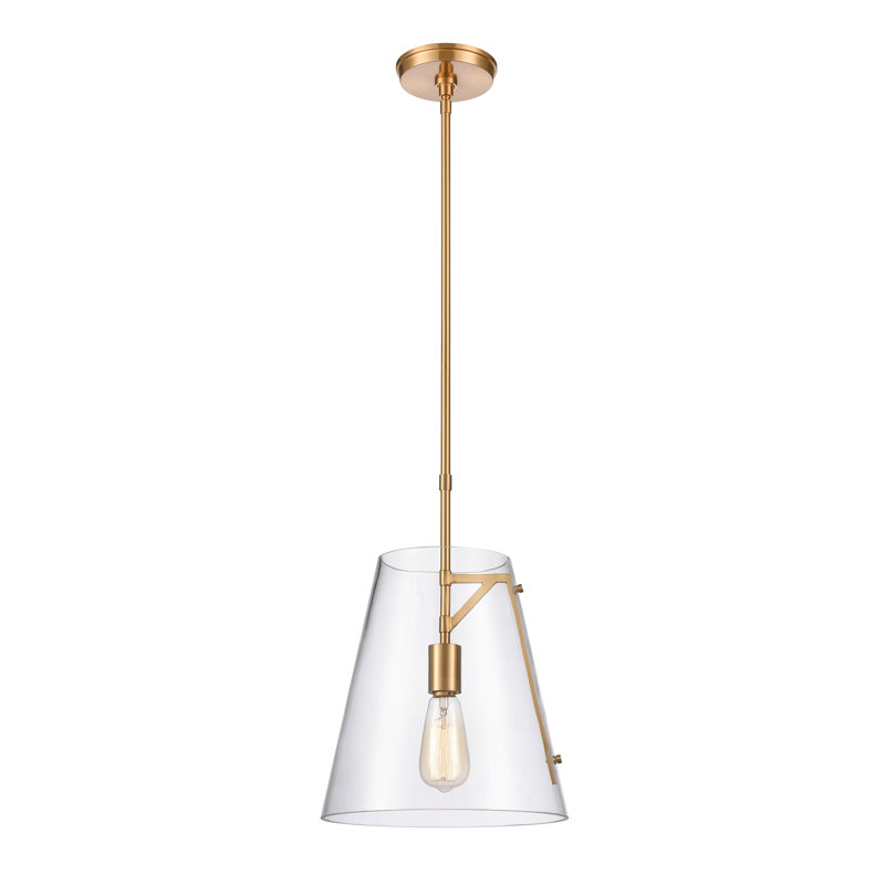 Luminaire suspendu large 1 lumière Trustle - laiton satiné 11 po, Laiton, H 12 po x l 11 po x P 11 po