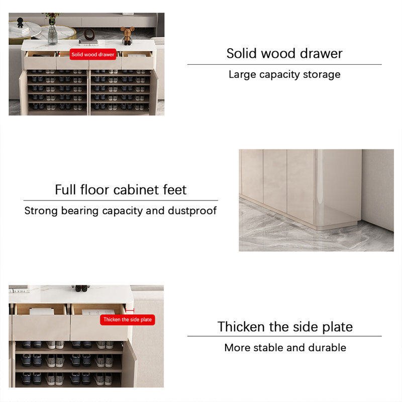 Rangement à chaussures en bois manufacturé beige