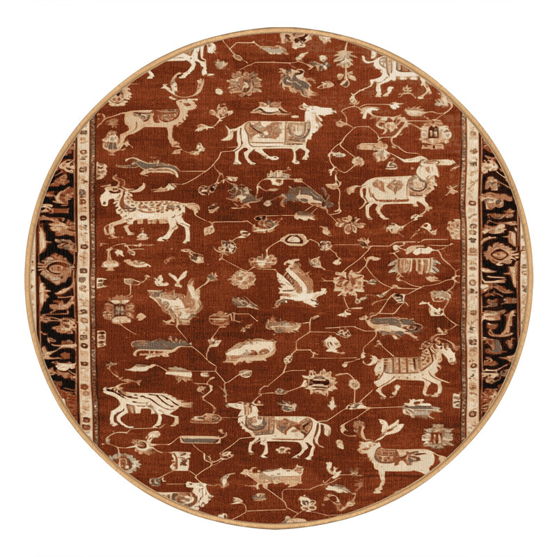 Tapis brun lavable à la machine, Rond 4 pi