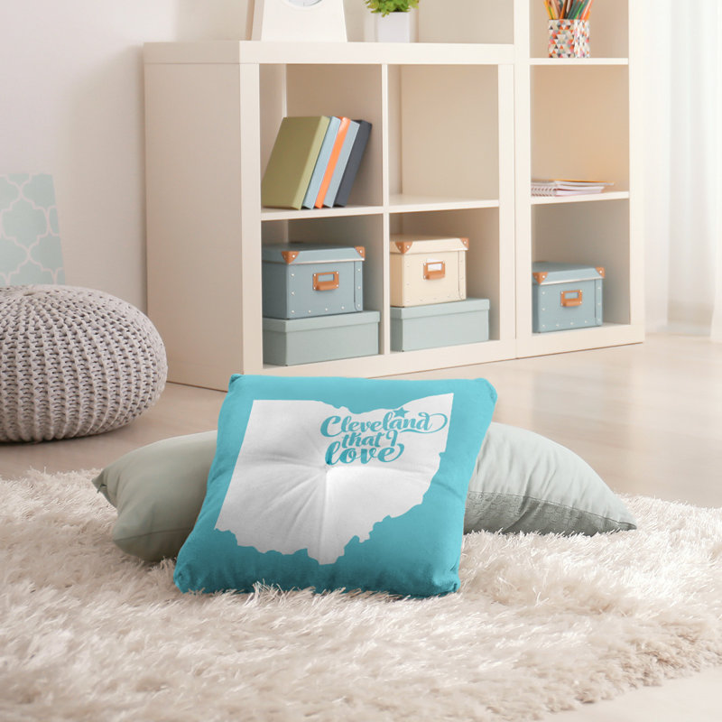 Coussin de plancher touffeté, 30 po x 30 po, Bleu sarcelle, Cleveland
