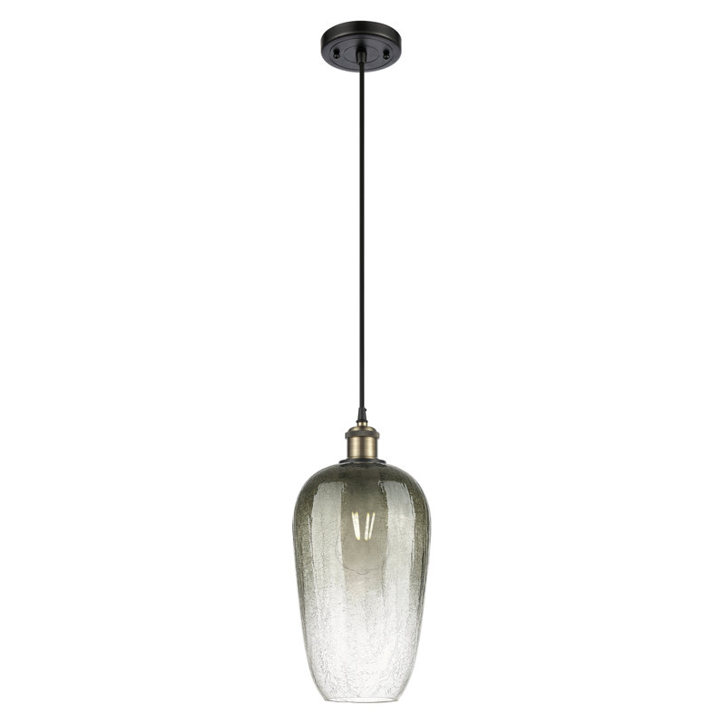 Mini luminaire suspendu à cordon 1 lumière 7 po Ballston - Brookhaven Flute, Ardoise, Laiton antique noir