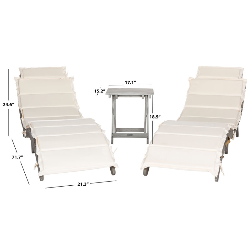 Alois Chaise Lounge Set with Cushion and Table, Gray/Beige