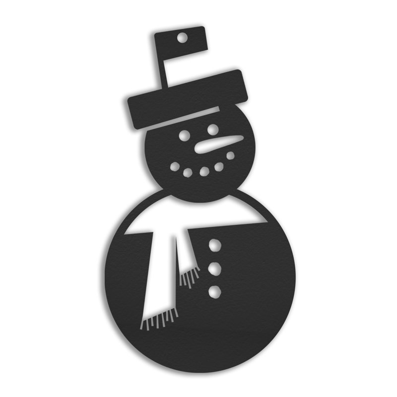 Ornement simple en métal bonhomme de neige, Noir