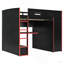 Lit mezzanine double en bois avec bureau, garde-robe, grand espace de rangement et lumière DEL RVB-323537915