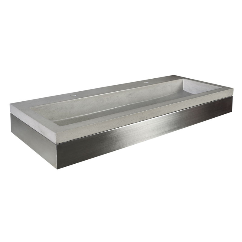 Ensemble de meuble-lavabo mural simple 48 po Zaca, Aucun trou de robinet, Frêne