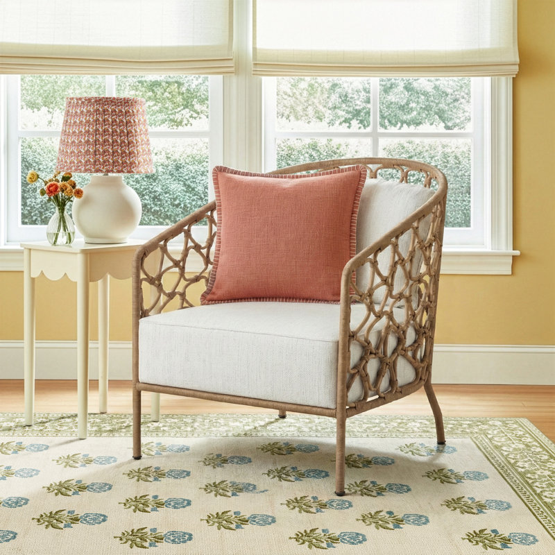 Adalard Upholstered Barrel Chair, Brown