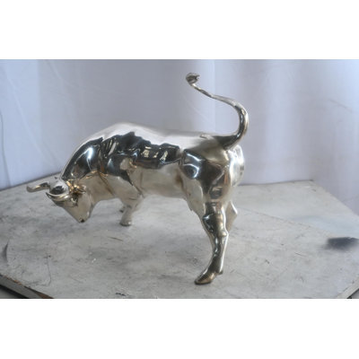 Charging Bull Silver Finish Bronze Wall Street Replica 16"x12"x13"H