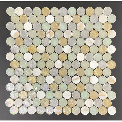 1" Round Glass and Marble Mosaic Tiles