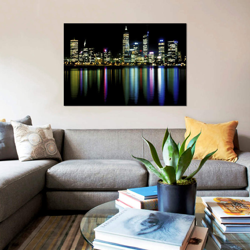Downtown City Lights - Print on Canvas, 66.04 cm H x 45.72 cm W x 1.91 cm D, Wrapped Canvas