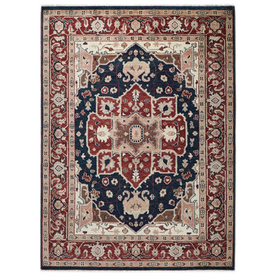 8'9''x12'4'' Hand Knotted Wool Blue,Rust Oushak Rug