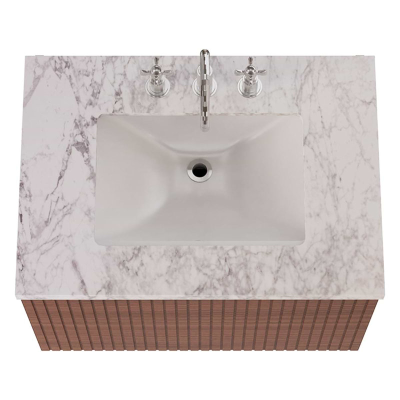 Melrose Single Vanity, 30", Walnut, White