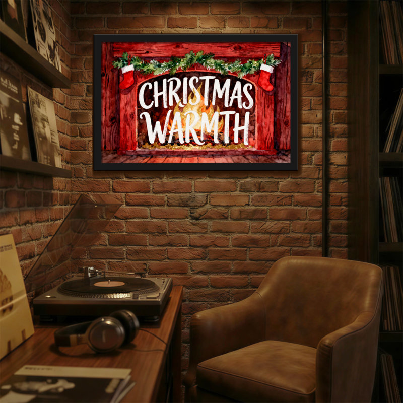 Décoration de cheminée de Noël avec chaleur et bas de Noël, H 24 po x l 36 po