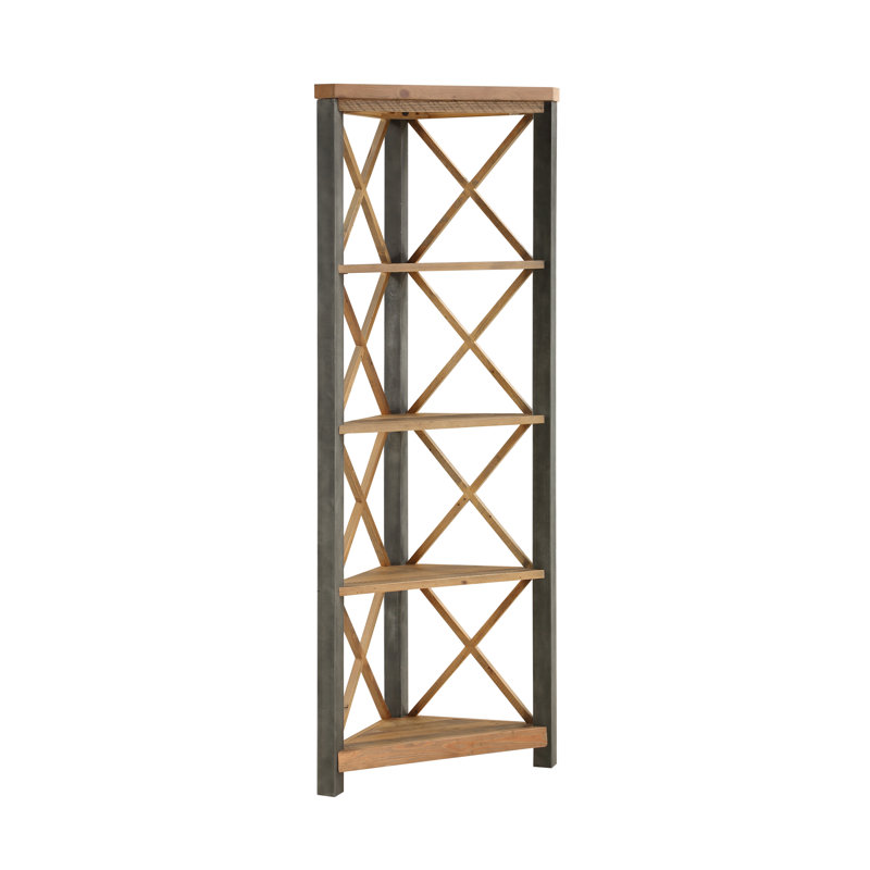 Calton 177cm H x 66cm W Steel Corner Bookcase