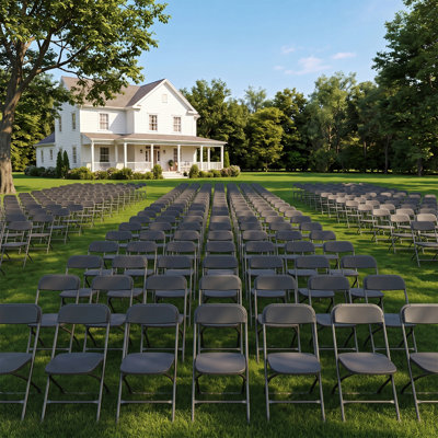 Paquet de 4 chaises pliantes noires de 350 lb, chaises pliantes robustes en plastique pour mariages, fêtes et utilisation intérieure / extérieure