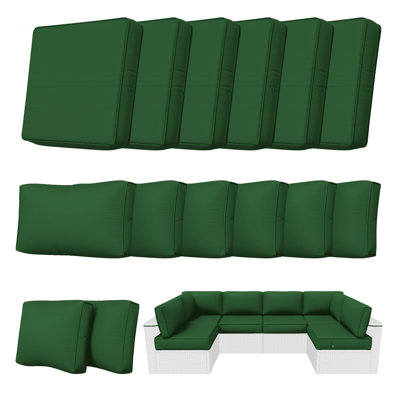 Outdoor 5" Replacement Cushion Set Seat/Back Cushions (Set Of 6 Cushions, 6 Backrests, 2 Corner Cushions)-Cushion Set Only
