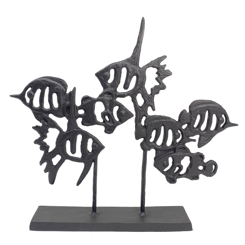 ANGEL FISH SHOAL Iron Ornament 33cm, Mocha