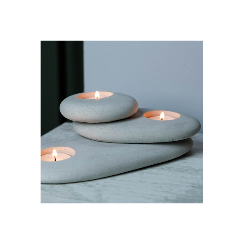 Ensemble de chandelles élégantes (3 pièces), béton ovoïde gris, grand: 8,5 x 8,5 x 0,8 pouces | Moyen: 5,9 po x 5,9 po x 0,8 po | Petit: 3,5 x 3,5 x 0,8 pouces | Mélange de béton spécial unique, parfait pour la décoration intérieure et l'ambiance