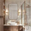 Carrelage mosaïque en marbre poli Emperador Light et Royal Batticino Basketweave