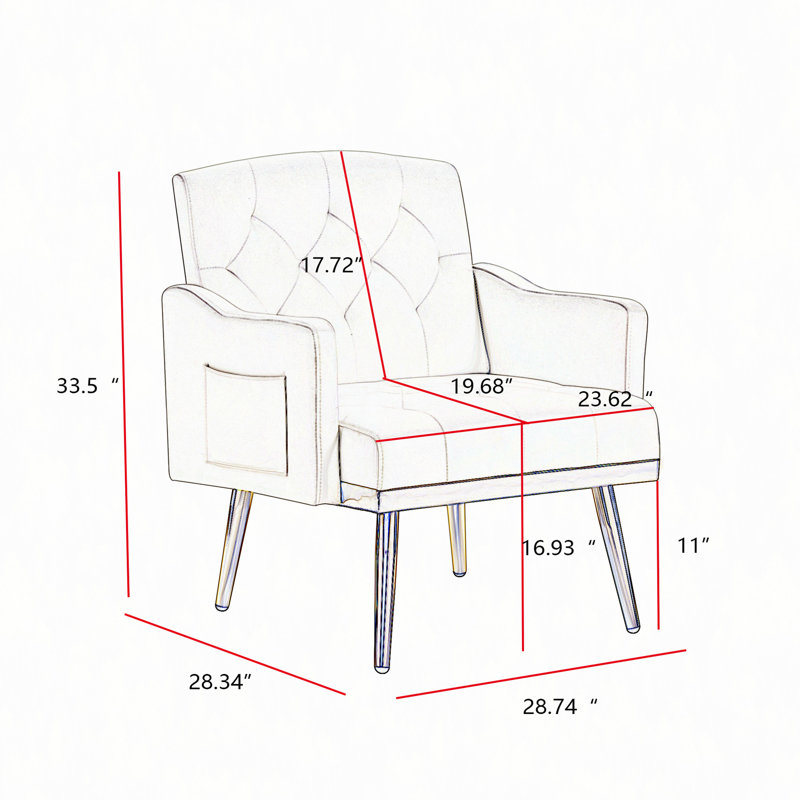 Fauteuil en velours avec pieds en métal
