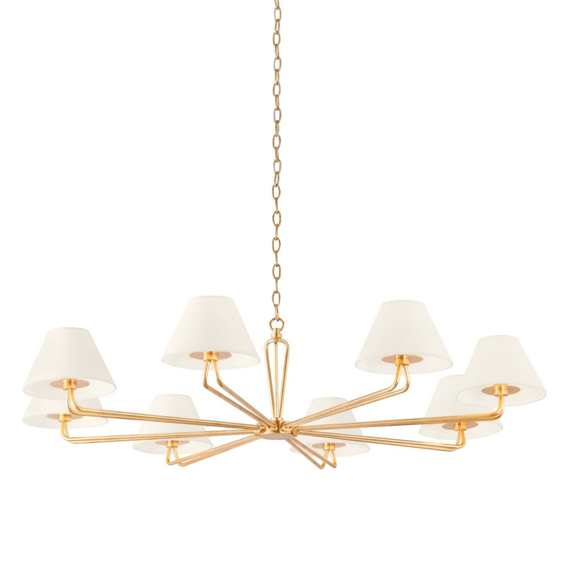 Ozias 8 Light Chandelier - Black Iron, Vintage Gold Leaf