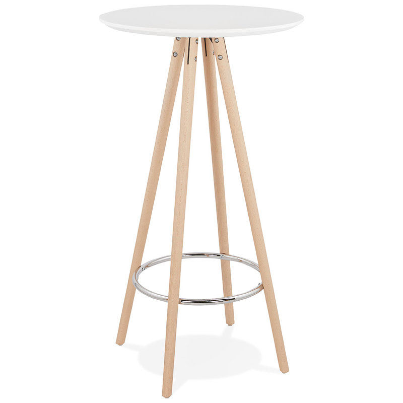 Plattsmouth Round Solid Wood Base Dining Table, Natural, White