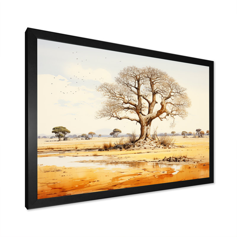«Desert Baobabs Resistance I», reproduction sur toile, Cadre photo noir simple, H 24 po x l 32 po x P 1 po