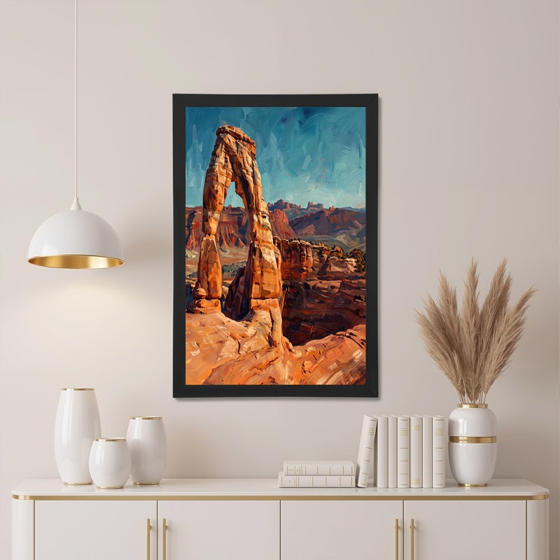 «Orange Sandstone Arch in Blue Sky Desert Landscape», art mural, H 20 po x l 30 po
