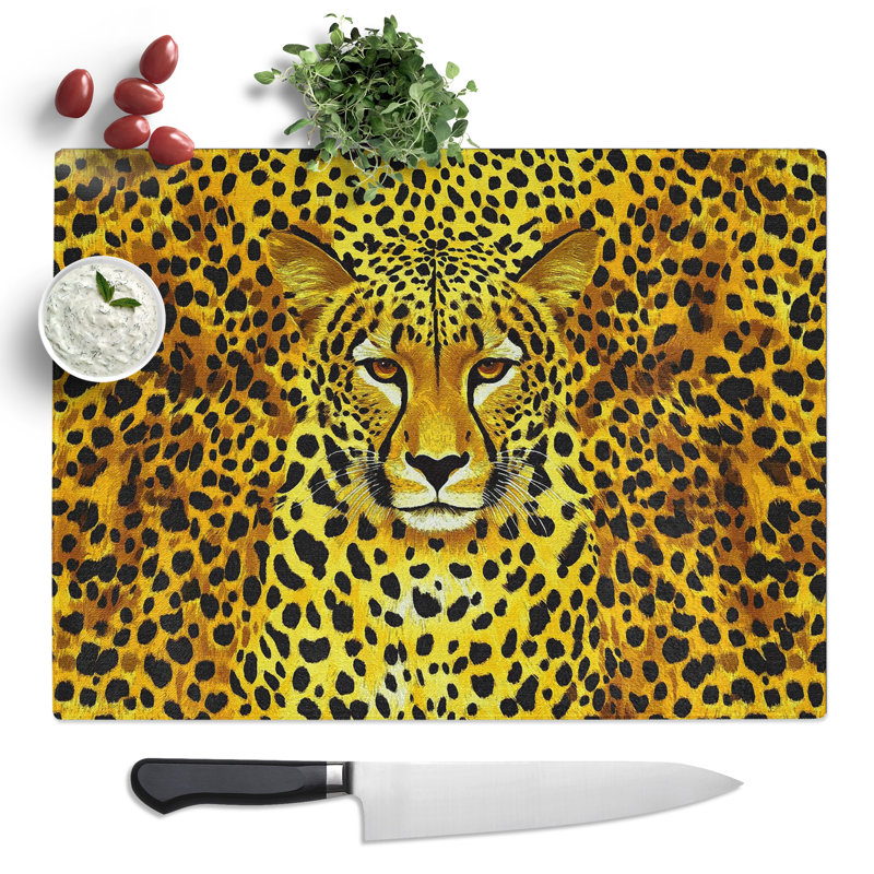 Cheetah Pattern  Glass Chopping Board