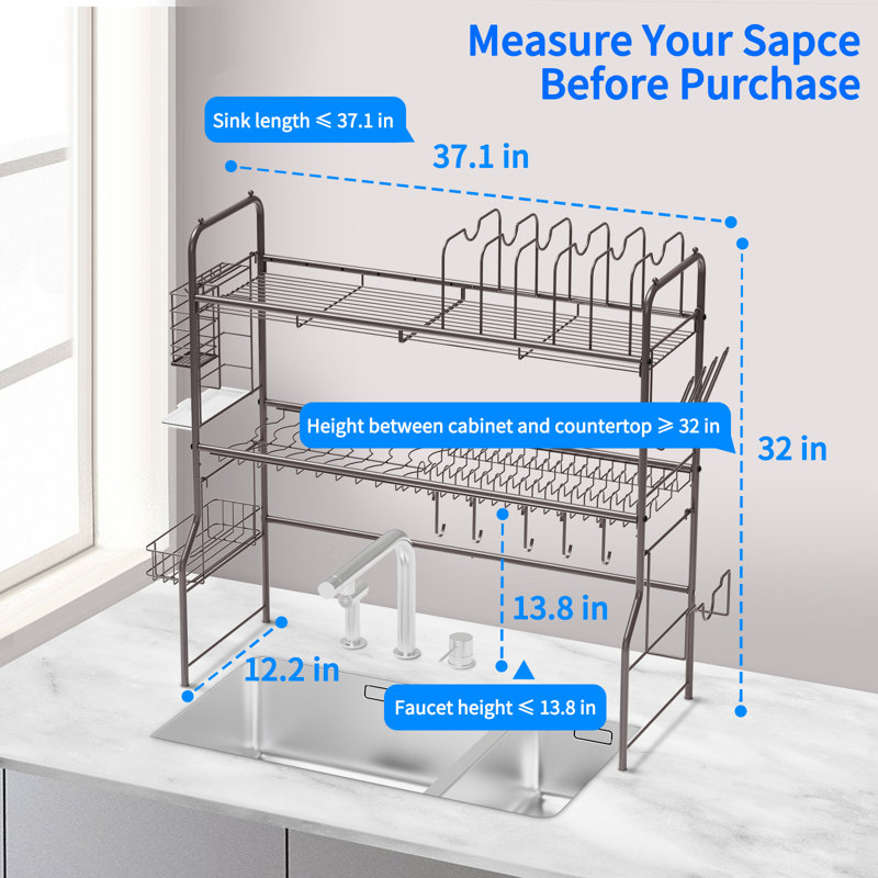 Adjustable Two Tier Dish Rack, Bronze