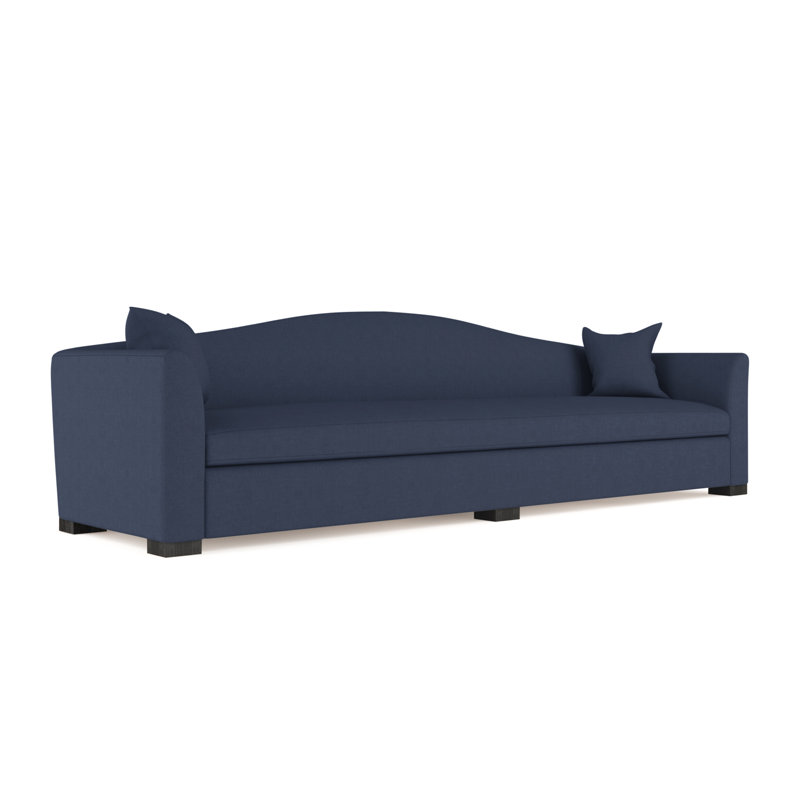 Causeuse Horatio, Lin à tissage carré imprimé bleu, H 33 po x l 72 po x P 36 po, Ébène