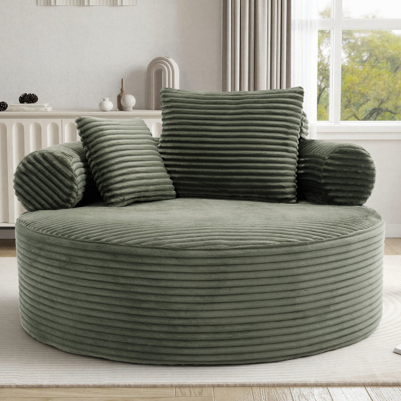 Fauteuil demi-tonneau rembourré Addisin, Vert